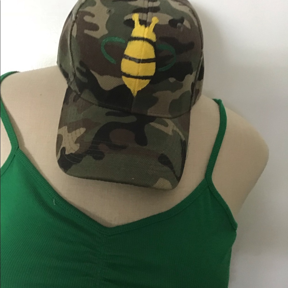 Camouflage Baseball Cap Hand Painted Honey  Bee..